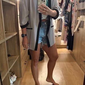 Marks & Spencer Tux Style Gray Blazer with Black Accents